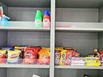 Toothbrushes, mouthwash, laundry detergent, chips, chocolate bars